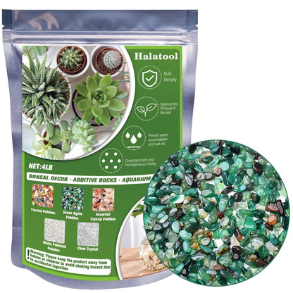 Halatool 4LB Green Aquarium Gravel for Fish Tank 0.35"- 0.6" Natural Landscaping Pebbles for Decorations Small Succulent Rocks for Indoor Outdoor Plants DIY Crafts & Vase Filler
