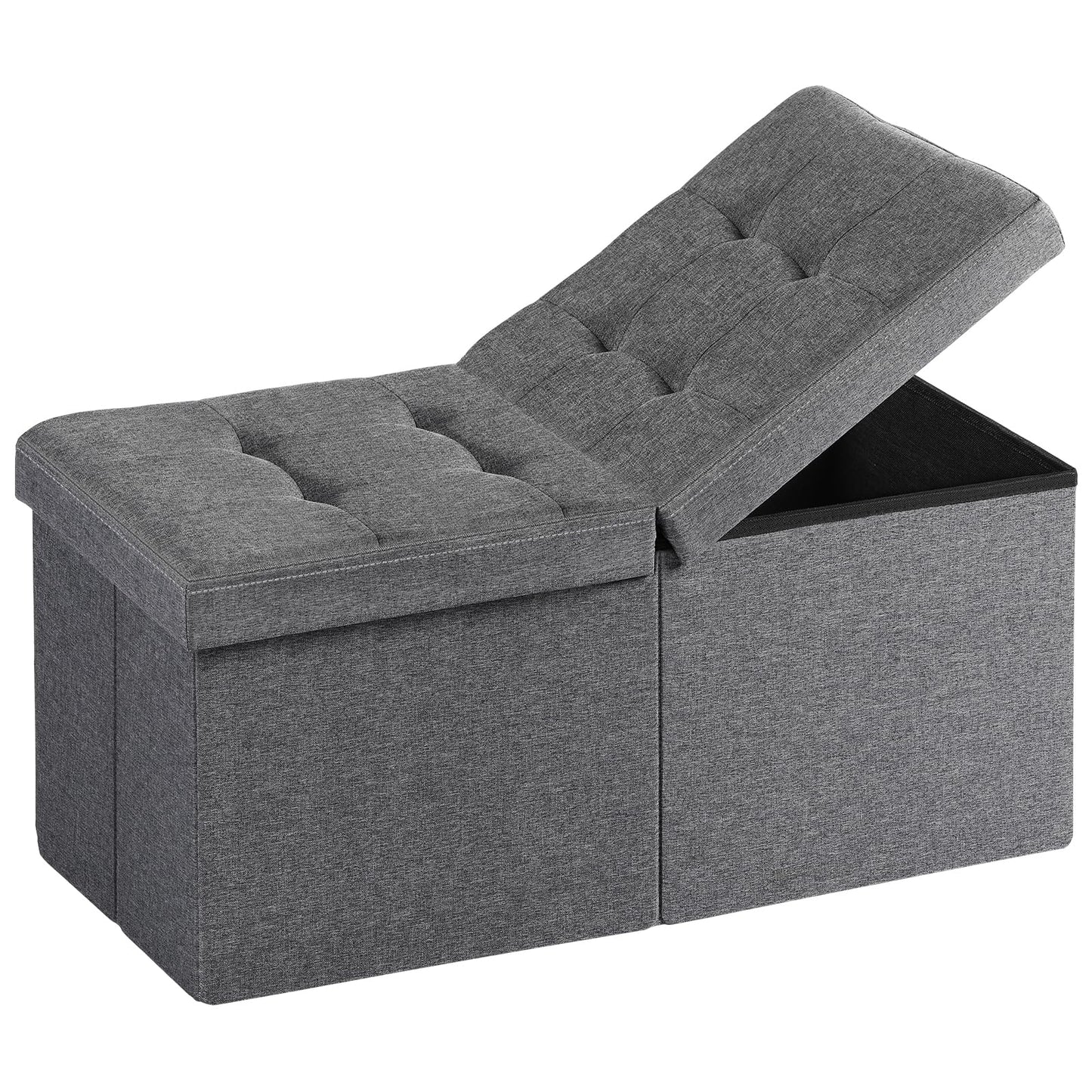 Snuvid 30-INCH Storage Ottoman Bench, Footrest with Storage, End of Bed Bench Coffee Table for Living Room, Bedroom, Entryway, Dark Gray