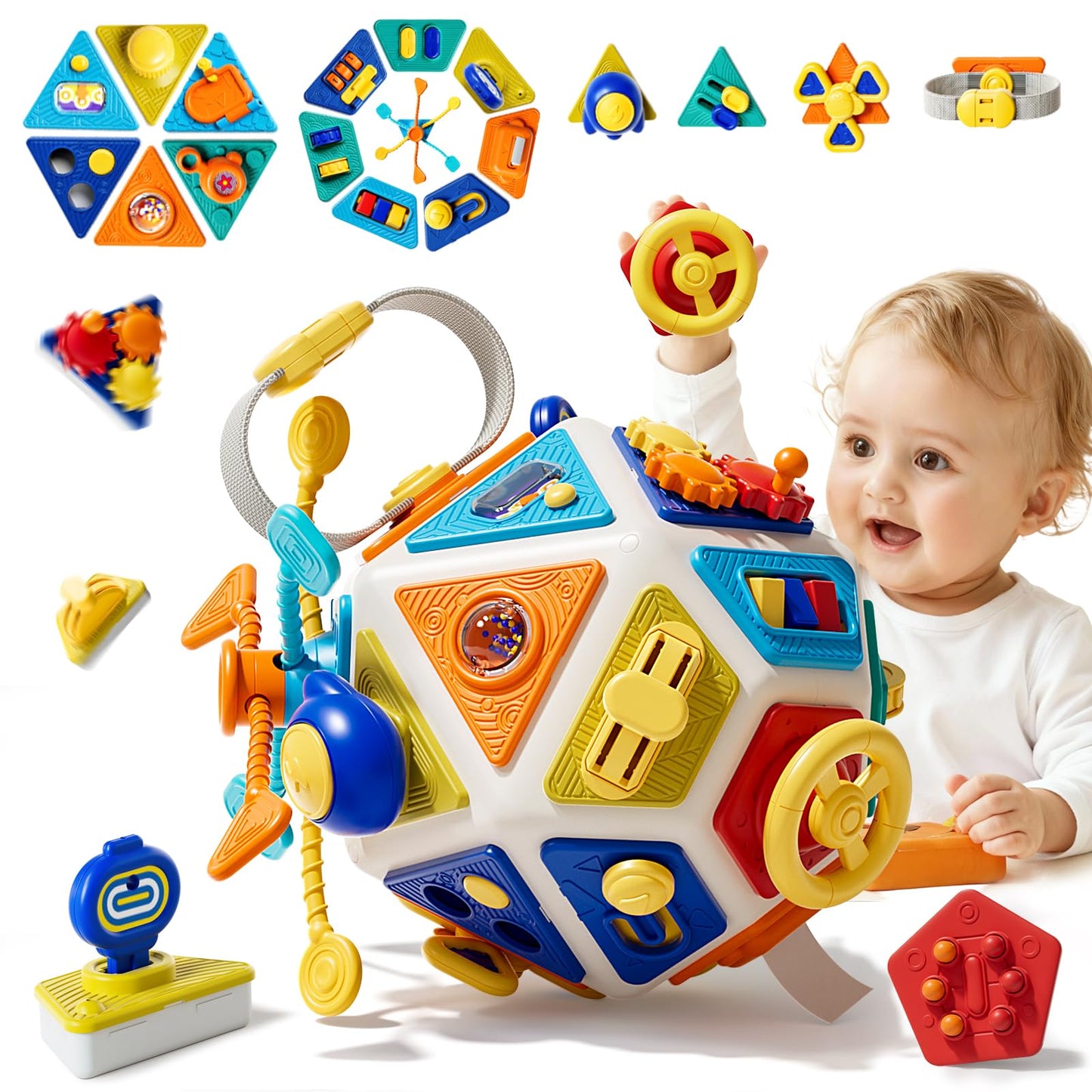 22‑in‑1Toddler Busy Board Activity Cube Toys, Montessori Sensory Toy & Travel Leaning for Toddlers, Early Education Active Toy and Fine Motor Skills Development Toy for 1 2 3 Years Old Boys & Girls