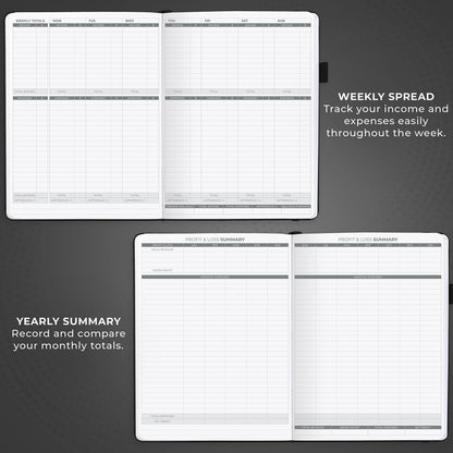 Clever Fox Income & Expense Tracker Large – Accounting & Bookkeeping Ledger Book for Small Business – 2-Year Record Notebook, A4 (Black)