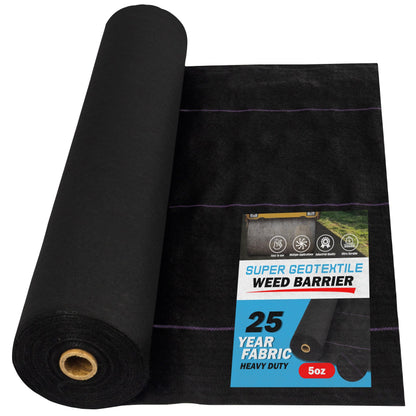 Super Geotextile Professional 5oz Geotextile Weed Barrier Fabric - Heavy Duty Landscape Fabric for Gardening, Landscaping, Weed Fabric (3x100)