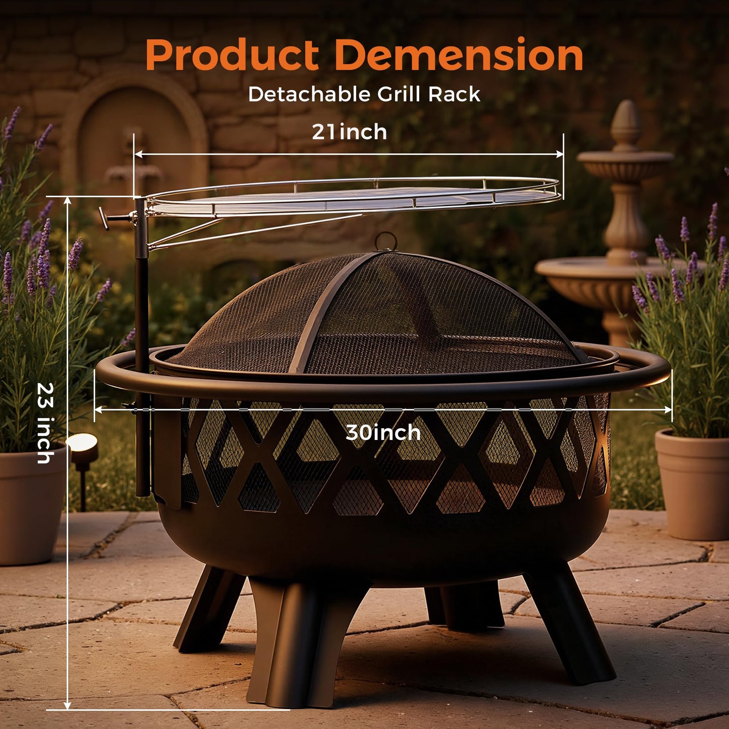 BALI OUTDOORS Outdoor Fire Pit for Wood, Portable Fire Pits for Outside Wood Burning, Patio Firepits for Outside with Grill, Spark Screens