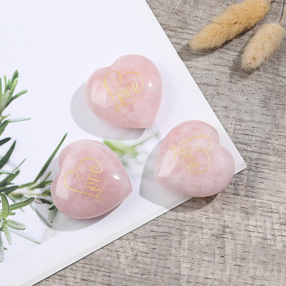 ZHIYUXI 45mm Rose Quartz Crystals Heart Shaped Rocks Pink Gems Heart Stones Rose Quartz Love Smooth Rocks Engraved Gemstone Pink Crystals Crystals Gifts Mothers Day Gifts Pink Gifts for Women