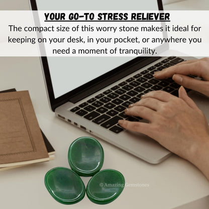 Amazing Gemstone Green Jade Aventurine Worry Stone Crystals and Healing Stones - Worry for Stress Relief Gifts - Piedra Crystal Fidget for Meditation - Unique Stocking Stuffers and Birthday Gifts
