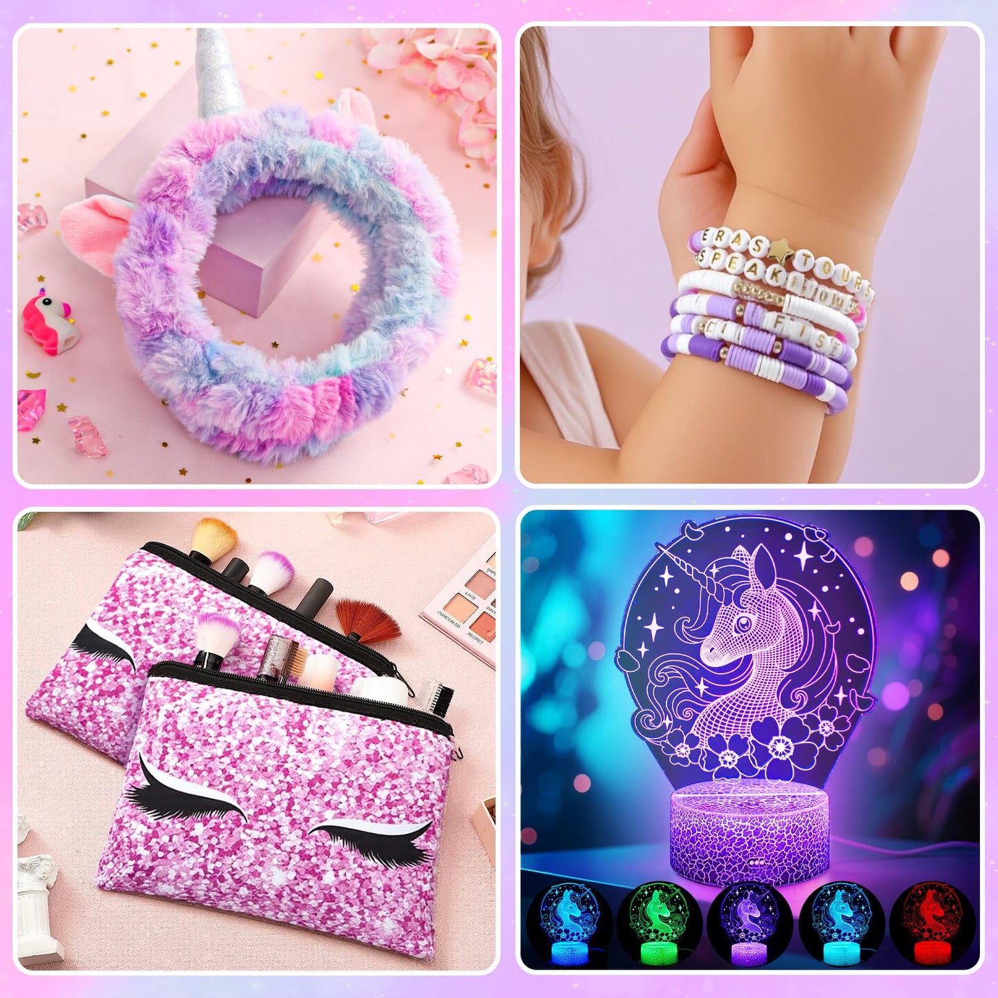 Toylink Unicorn Gifts for Girls Age 4 5 6 7 8 9 10, Kids Unicorn Toys with Mini Karaoke Machine/Glowing Blanket/Night Light/Headband/Bracelets, Birthday Graduation Gifts for Daughter Niece