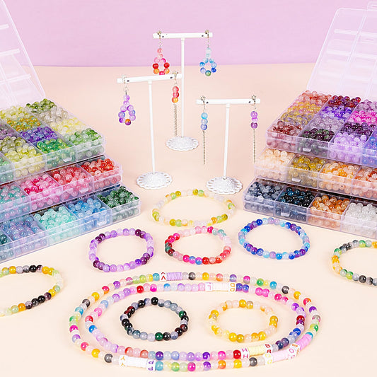 XSEINO About 7200+ pcs 6mm Glass Beads Bracelet Making Kit, 144 Assorted Colorful Bi-Color Fusion Series Crystal Beads Making and DIY Crafts