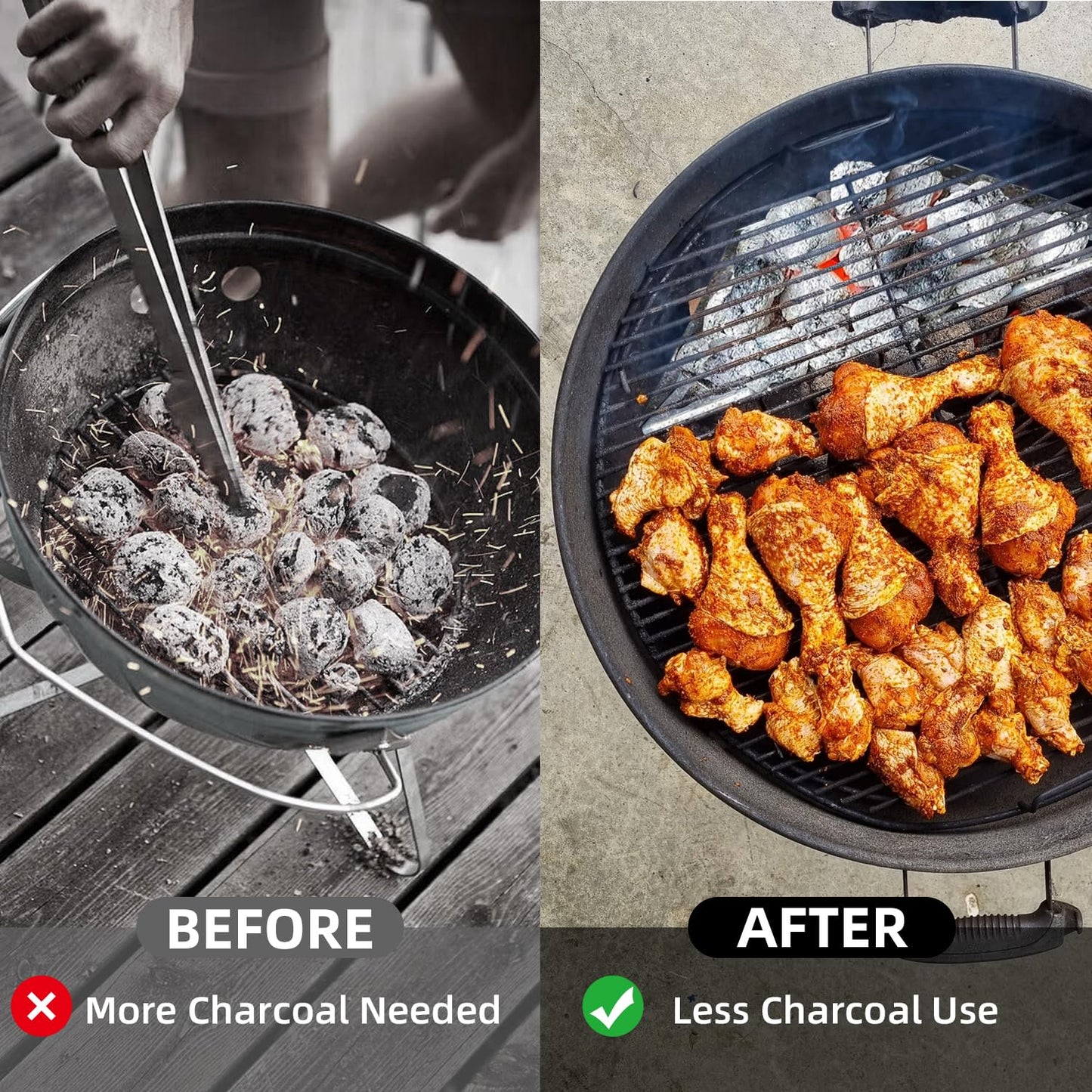 Charcoal Basket Stainless Steel for Weber Char-Basket Charcoal Holders Compatible with Weber 22 inch Grilling Accessories Charcoal Kettle Grill Accesories(2 Pieces)