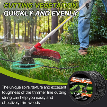 GeekNi 885ft 0.095" for Black Diamond Trimmer Line Heavy Duty Professional Twisted Weed Wacker String Spiral Trimmer Line Spool with Cutter for Echo Trimmers Line 330095073