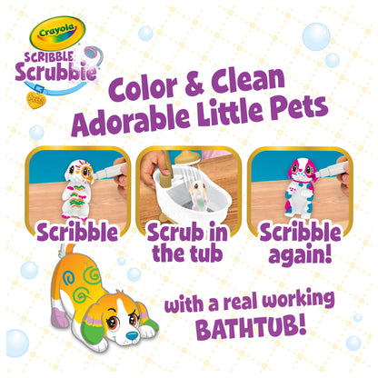 Crayola Scribble Scrubbies Glam Pack (4 Pets), Washable Pet Care Toy & Coloring Animal Craft Kit, Gift for Kids, Playset for Girls & Boys, Ages 3+