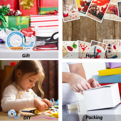 WOSWEL Tape Refills with Dispenser, 36 Roll Invisible Tapes, 3/4 Inch X 600 in, Gift Wrapping Tapes Supplier for Home School Office Use