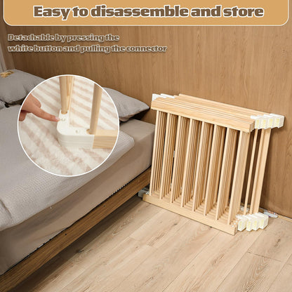 Baby Playpen,Wooden and Toddler Playpen,Play Pen for Babies and Toddlers Kids Indoor,Wooden Babies with Locking Baby Gate,Easy to Assemble,Play Pen Area Indoor(53x53x24 Inch)