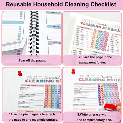 Cleaning Planner, Cleaning Schedule and Checklist Organizer, Daily Weekly Monthly Household Cleaning Planner, Chore Chart Notebook for Home, Family Cleaning Tasks, DIY Home Improvement, Editable Template