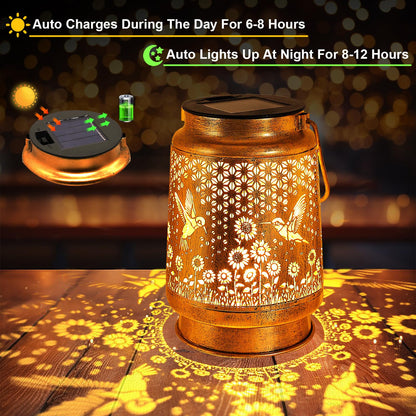2 Pack Hummingbird Sunflower Solar Lanterns Outdoor with Shepherd Hook, Birthday Gift Mothers Day Gift for Women Mom Grandma Wife Daughter, Waterproof Hanging Lights, Decor for Yard Garden Patio Lawn