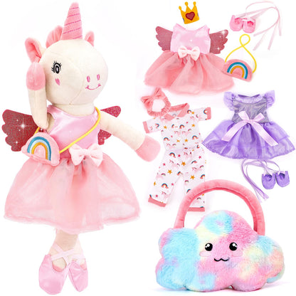 Unicorns Toys for Girls Age 4-6 Ballerina Doll Stuffed Animal Girl Toys Age 4-5 Ballet Dress up Doll with Plush Bag 4 Year Old Girl Birthday Gifts 5 Year Old Girls Dance Recital Gifts, Graduation Gift