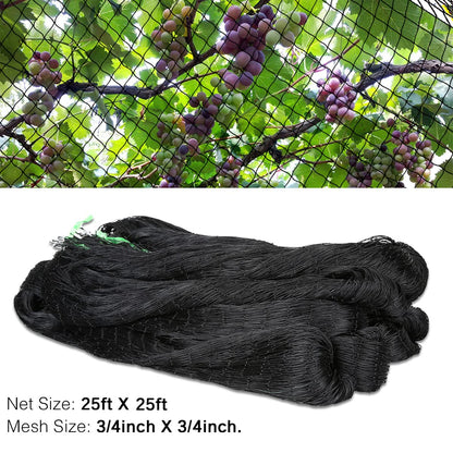 OGORI 25' x 25' Bird Netting Heavy Duty Nylon 3/4" Mesh Garden Netting Protect Fruit Trees, Plants and Vegetables