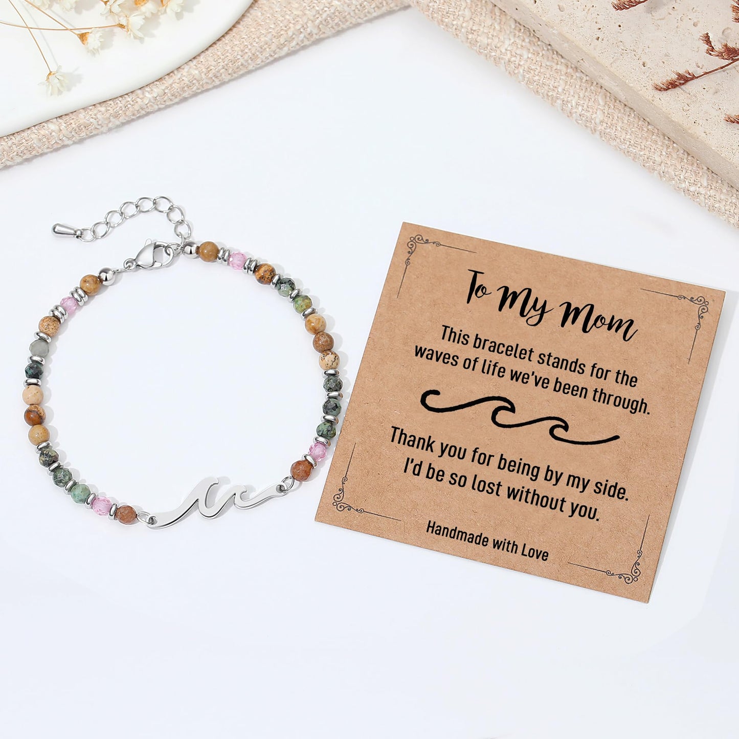 TONY & SANDY Mothers Day Gifts for Mom, Birthday Gifts for Mom Wave Bracelet, Moms Gift from Daughters, Unique Presents for Moms Mommy Mama Women Jewelry Christmas Valentines