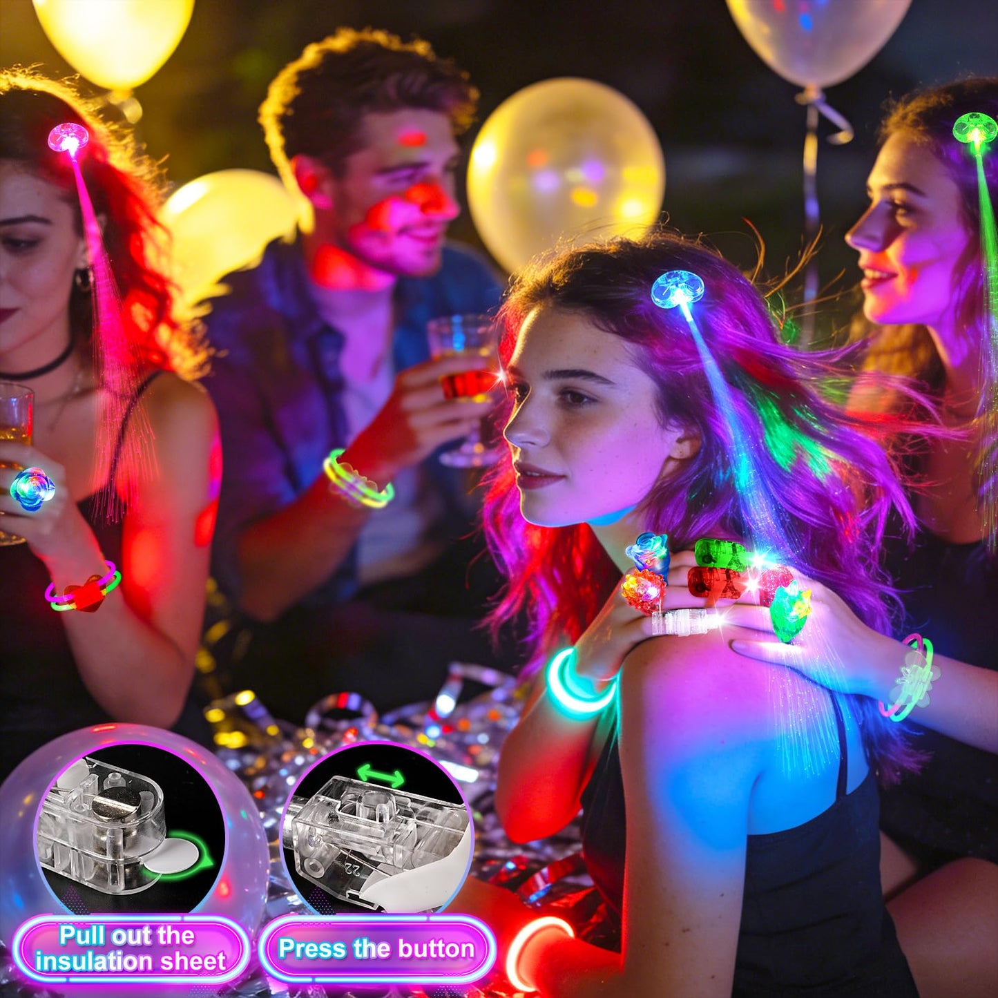 SHQDD 154PCS Glow in the Dark Party Supplies, Neon Party Accessories for Kids & Adults with Connectors and Glow Sticks to DIY, Light up Party Favors for Birthday, Concert, July 4th, Halloween