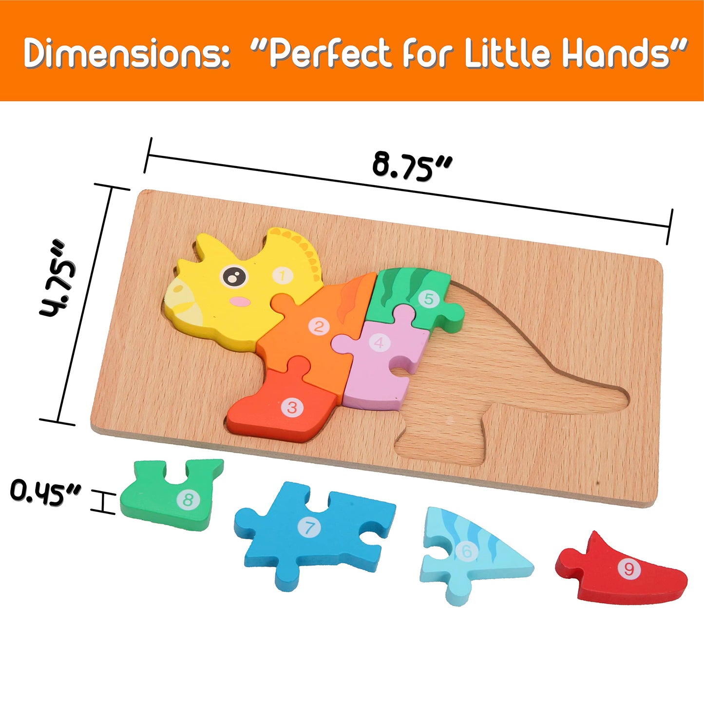 MONTESSORI MAMA Toddler Puzzles for Kids Ages 3-5 Dinosaur Puzzle 5-Pack, Montessori Toys for 3 Year Olds, Toddler Toys Age 2-4 Gifts for 3 Year Old Boys Girls, Wooden Puzzles for Toddlers