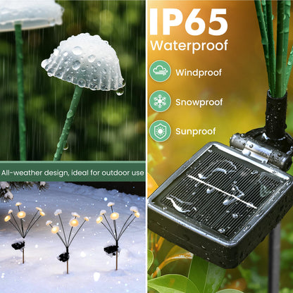SUNCKET Solar Garden Lights, 2pack Solar Fairy Lights for Outside, Swaying Mushroom Lights Outdoor Decorative, Waterproof Light Decor for Yard,Lawn,Patio,Pathway Decoration(Warm White)