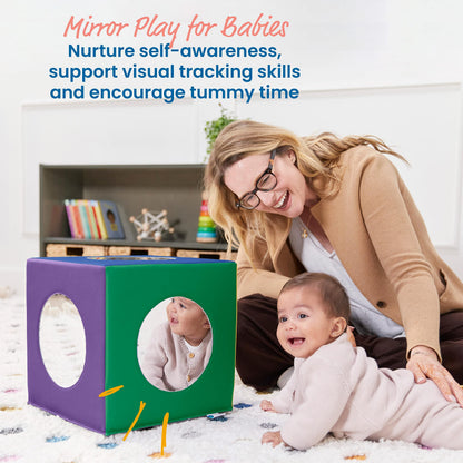 ECR4Kids SoftZone Mirror Activity and Sensory Play Cube, Baby Essentials, Assorted