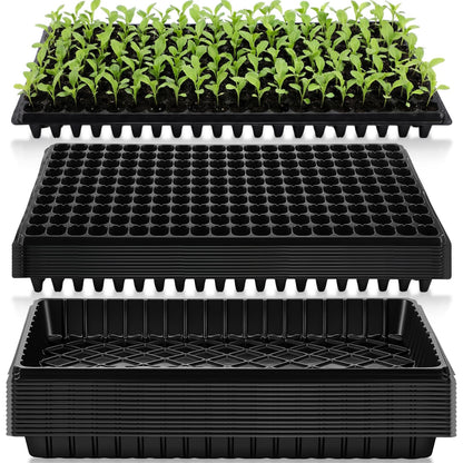 Vesici 20 Pack Seed Starter Trays, 200 Cell Seedling Trays with 1020 Flat Tray, Deep Plug Nursery Plant Pots for Germination, Water Collection, Indoor Outdoor Seed Starting & Transplanting