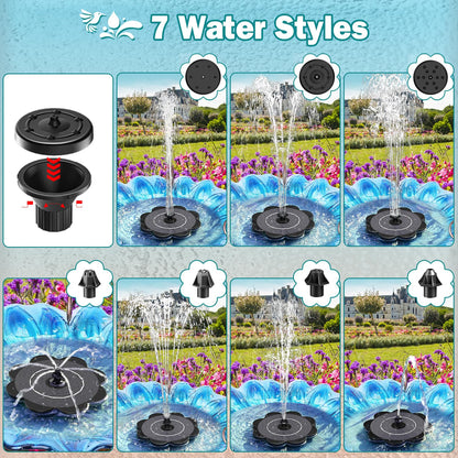 Yzert Solar Fountain Flower Shape-No Battery, Glass 3.5W Solar Water Fountain with 7 Nozzles & 4 Fixer Rods,Solar Fountain Pump for Bird Bath, Outdoor, Pool, Garden, Pond & Flower Pot