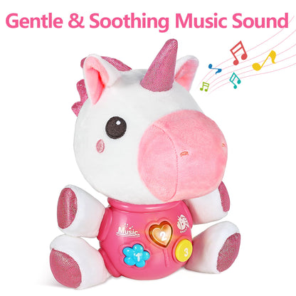 iPlay, iLearn Baby Unicorn Musical Toys, Newborn Girls Gift, Soft Unicorn Plush Stuffed Animal, Infant Light Music Time, 1st Easter Basket Shower Stuffers for 0 1 2 3 6 9 12 18 Month 1-3 Yrs Toddlers