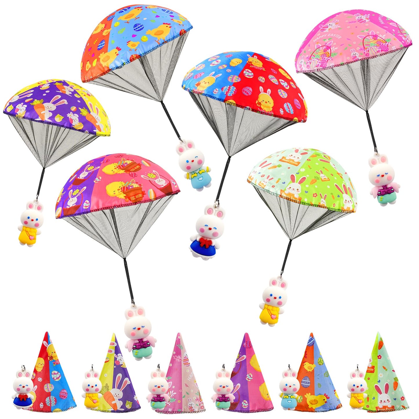 CPSYUB Easter Basket Stuffers Toys for Kids: Easter Parachute Toys for Kids - Easter Egg Fillers Ideas Gifts Outdoor Games for 4 6 8 10 12 Year Old Boys Girls (6 Pack)