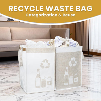 REFARICO Recycle Waste Bag for Kitchen Home- Indoor Recycling Bins Trash Sorting Organizer, Reusable and Waterproof, Yellow, 2 Pack