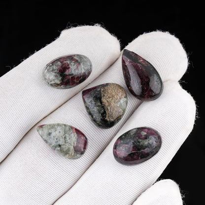 CRYSTALIS Wholesale 5pcs Natural Eudialyte Loose Gemstone Bulk Cabochons Jewelry Making Supply from Norway, Chakra Healing Polished Stones, Wire Wrapping, DIY, Gem Collection