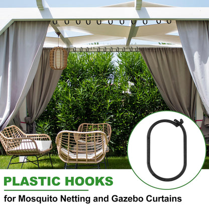 Kathfly 50pcs Gazebo Curtains Hooks Rustproof Plastic Shower Curtain Rings Hooks Outdoor Gazebo Replacement Parts Accessories for Outdoor Canopy Mosquito Nets Window Drapes Home Hotel Supplies