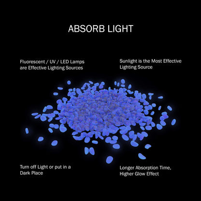 Pure Garden Glow-in-The-Dark Solar Pebble Lights, 500 Ct Blue Decorative Rocks for Flower Beds, Walkways, and Patios