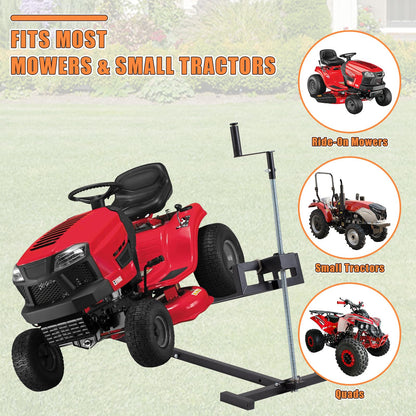 Wishtofly Lawn Mower Lift Jack, 880 Lbs Weight Capacity Heavy-Duty Telescopic Maintenance Lifter with Crank & Power Tool Handle, Foldable & Easy Assembly, Ideal for Lawn Mowers and Garden Tractors
