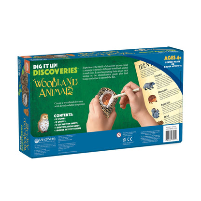 MindWare Dig it Up! Woodland Animals Excavation Kit - Educational Toys for Kids 4 and Up - Dig Kit with 12 Stumps, 12 Animal Figurines, 12 Chisels - Group or Classroom Activities & Birthday Parties