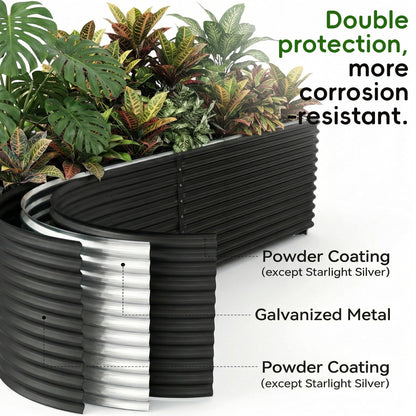 Land Guard 2 Pack 6×3×2 ft Galvanized Metal Raised Garden Bed, 2FT Deep Root Elevated Planter Box Steel Large Vegetable Flower Bed Kit, Gray