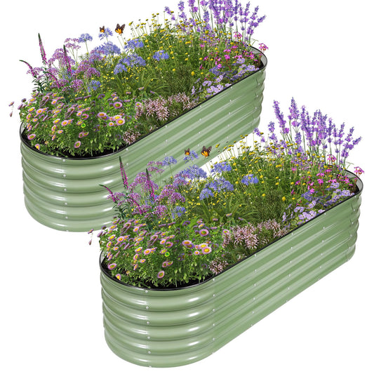 Permade Galvanized Raised Garden Bed Outdoor- 2 Pcs Raised Beds for Gardening| Metal Planter Box, Steel Raised Garden Bed Kit with Gloves for Vegetables, Flower, Herbs (6x2x1.4FT, Green)