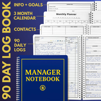 Manager’s 90-Day Planning Journal by Field Equipt – Professional Project Organizer for Work with Daily Activity Logs & Goal Setting – Durable, Spill-Proof Cover for Office & Field Management