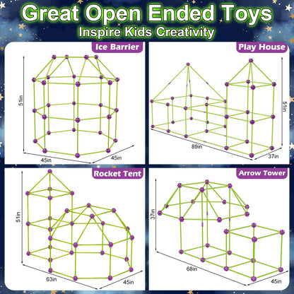 V-Opitos 140 Pack Glow in The Dart Fort Building Kits for Kids Age 4, 5, 6, 7, 8+ Years Old, STEM Building Toys for DIY Castles, Tunnels, Ideal Christmas, Birthday Gifts for Boys & Girls