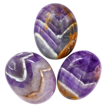 Amazing Gemstone Amethyst Chevron Crystals and Healing Stones - Large Palm Stone Crystals Piedra - Crystal for Good Luck, Positive Energy, Meditation - Unique Stocking Stuffers, Gifts for Women, Men