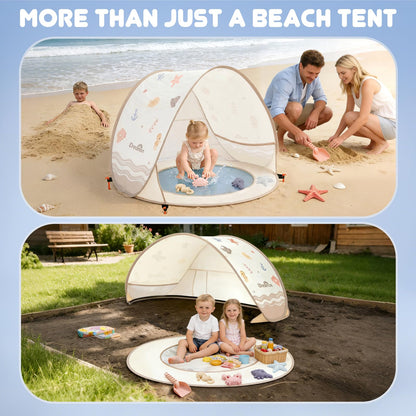 Baby Beach Tent with Pool – Dreamon Pop Up Shelter UV Protection for Infant, Foldable Kids Play Tent with Beach Toys Set and Carry Bag, Summer Outdoor Use Portable Baby Beach Essentials