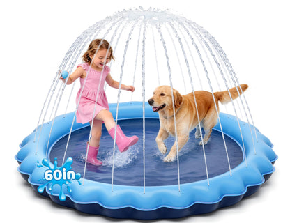 Meowant Splash pad for Kids and Pet, Not-Slip Sprinkler Play Mat for Dog and Children Summer Toys, Outdoor Backyard Toddler and Dog Pool 3-12 Years Boys & Girls 60"