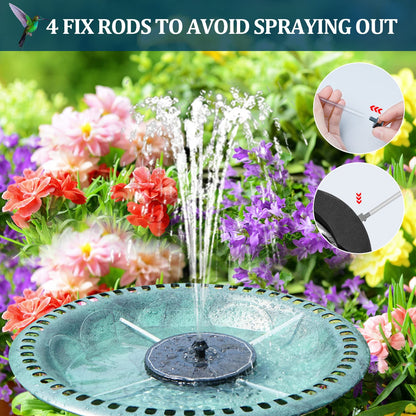 GAIZERL Solar Fountain New, 3.5W Solar Bird Bath Fountains with Glass Panel, 2200 Battery, Hummingbird Water Features with Color LED Lights, 8 Spray Modes & 4 Fixed Pipes for Garden, Pool, Pond