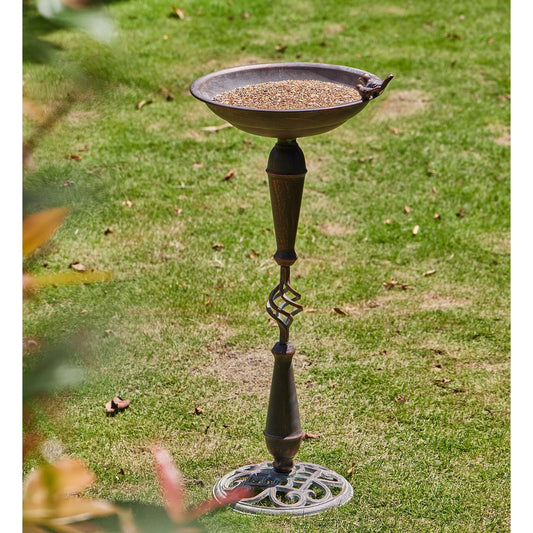 AIHAOKAN 27.5’’H Cast Iron Pedestal Bird Bath，Metal Bird Bath for Outdoor，Vintage Metal Bird Bath Garden Decoration