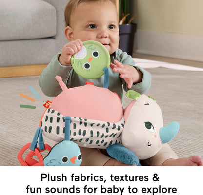 Fisher-Price Newborn Toy Planet Friends Tummy Time Roaming Rhino Plush with Sensory Activities for Babies Ages 0+ Months