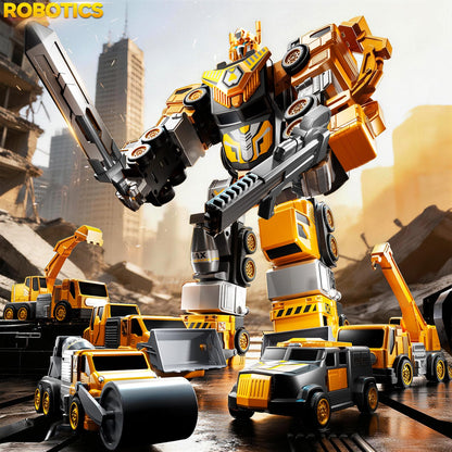 JUKUDAHU 5-in-1 Robot Toys Cars for Kids 3-5, Magnetism Transforming Robots, Detachable Construction DIY Assembling Vehicle Sets, Educational Toys for Boys Girls 3 4 5 6 7 8, Birthday Gifts(Yellow)