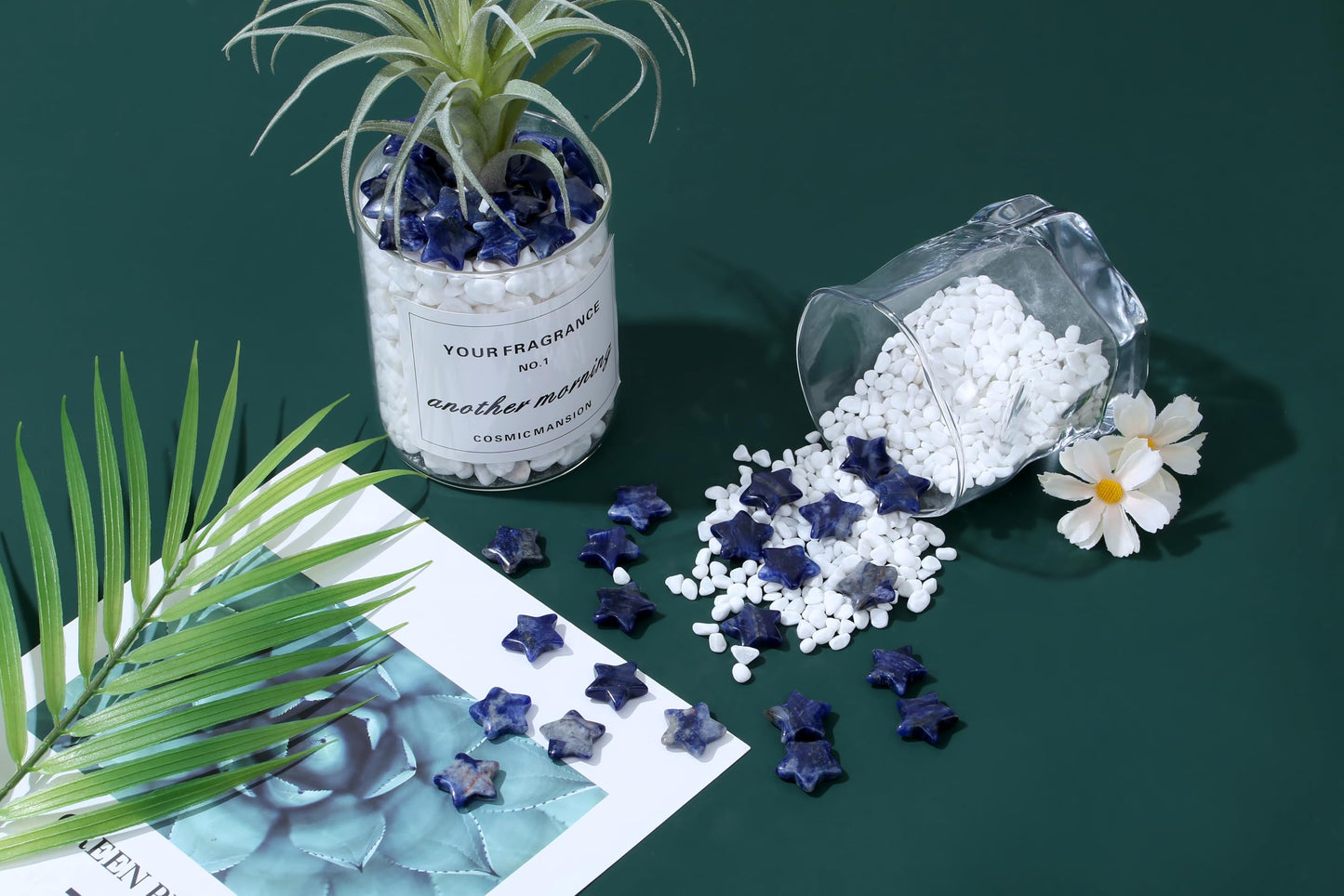 QINJIEJIE 20 PCS Blue Sodalite Star Crystals Healing Stones Mini Crystal Cute Polished Pocket Stone Thumb Star Gemstones Set Bulk Wholesale Reiki Energy Balancing Star Crystal Gifts for Women