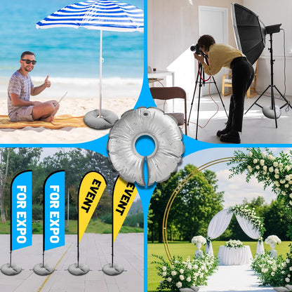 2 Pack 18" Water Bags for Feather Flag Base, Upgraded Thickened PVC Material, Openable Water Weight Bag for Feather Flag Stand Umbrella Weights and Tripod Weight, 20 lbs Each