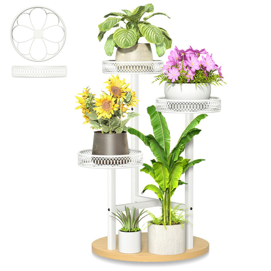 NQW White Stand Plants, 3-Tier Metal Plant Stands for Outdoor Indoor Plants,Heavy Duty Flower Pot Stands for Multiple Plants,Decoration Display Racks for Patio Garden -WhiteFlower