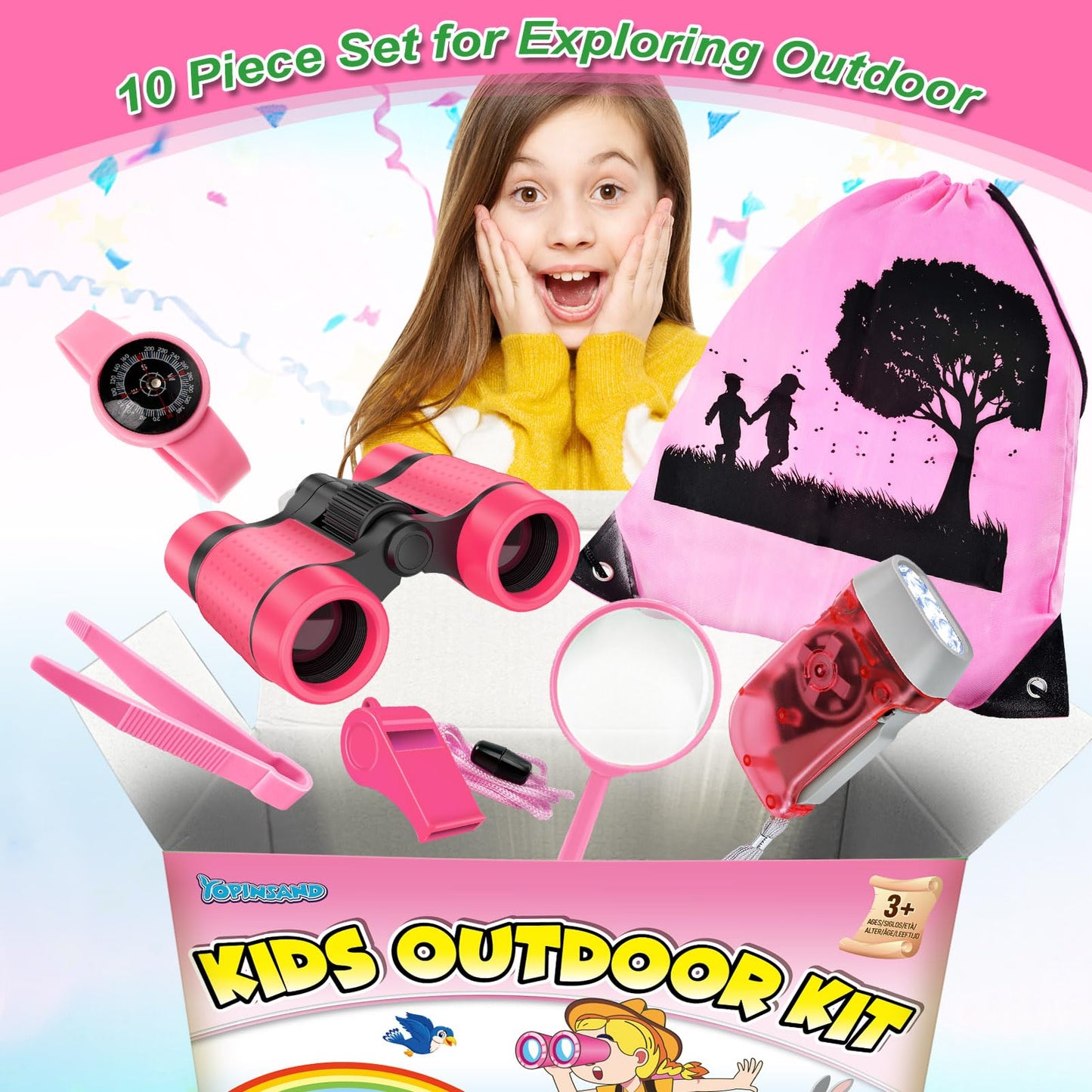 YOPINSAND Kids Explorer Kit & Bug Catcher Kit, Camping Gear for Kids, Outdoor Exploration Set with Backpack & Binoculars, Ideal Outdoor Adventure Toys for Boys Girls 3-12