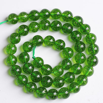 Natural Green Crystal Stone Beads for Jewelry Making DIY Bracelet Necklace Jewelry Making 1 Strand 15.5inch 35PCS 10MM
